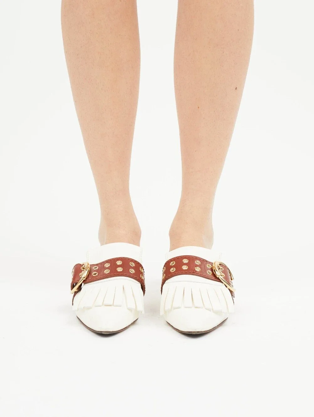 Chloe Roy Kiltie Belted Ballet Flats Size 37